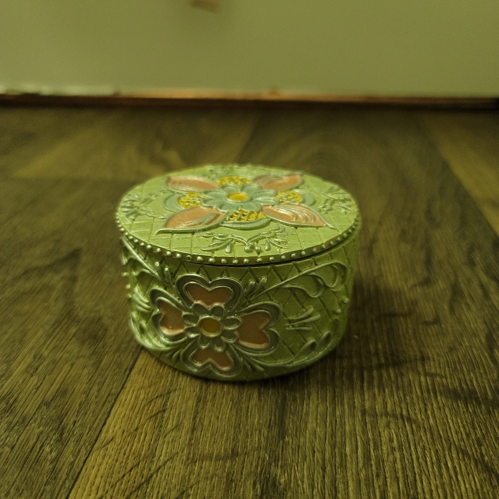Small Green Glittery Container